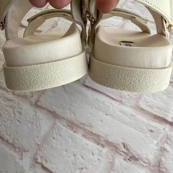 Steve Madden Leather Mona Platform Cream Bone Sandals 9 NEW No Box - Picture 6 of 8